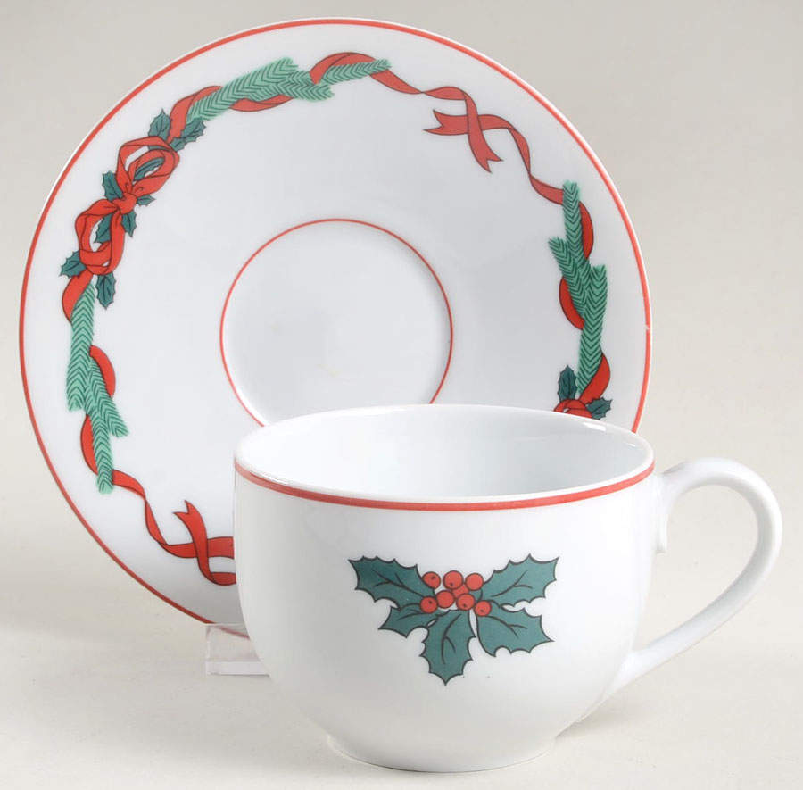 Jul Tidings Flat Cup & Saucer Set by Dansk-1