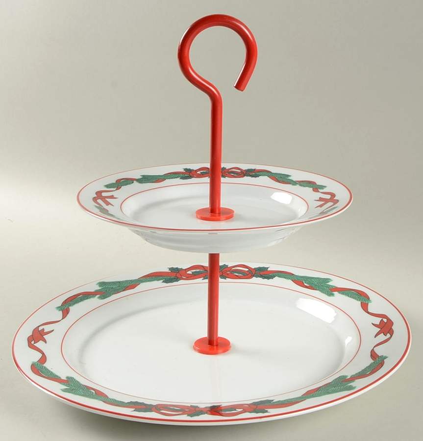 Jul Tidings 2 Tiered Serving Tray (Dinner & Salad Plate) by Dansk-1