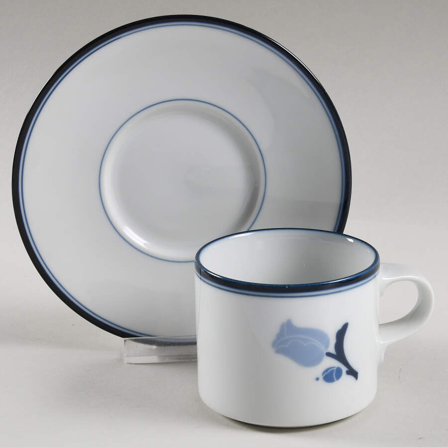 La Tulipe Blue Flat Cup & Saucer Set by Dansk-1
