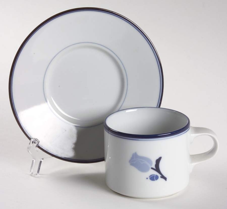 La Tulipe Blue Flat Cup & Saucer Set by Dansk-1
