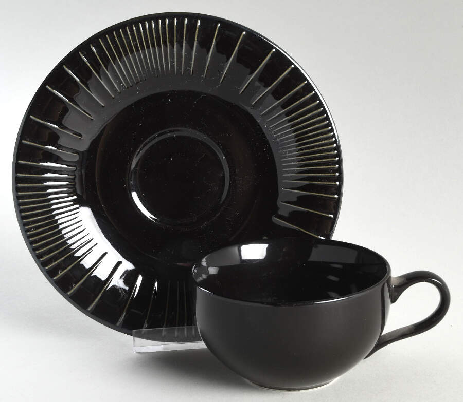 Linea Black Flat Cup & Saucer Set by Dansk-1