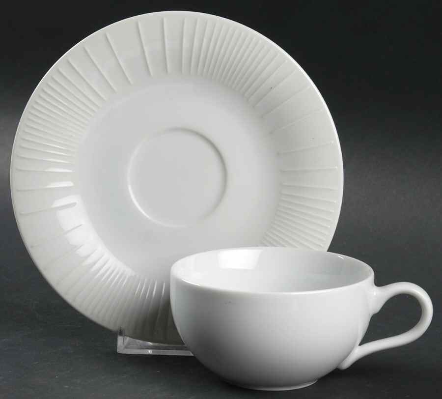 Linea White (Ribbed) Flat Cup & Saucer Set by Dansk-1