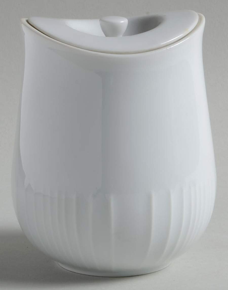 Linea White (Ribbed) Sugar Bowl & Lid by Dansk-1