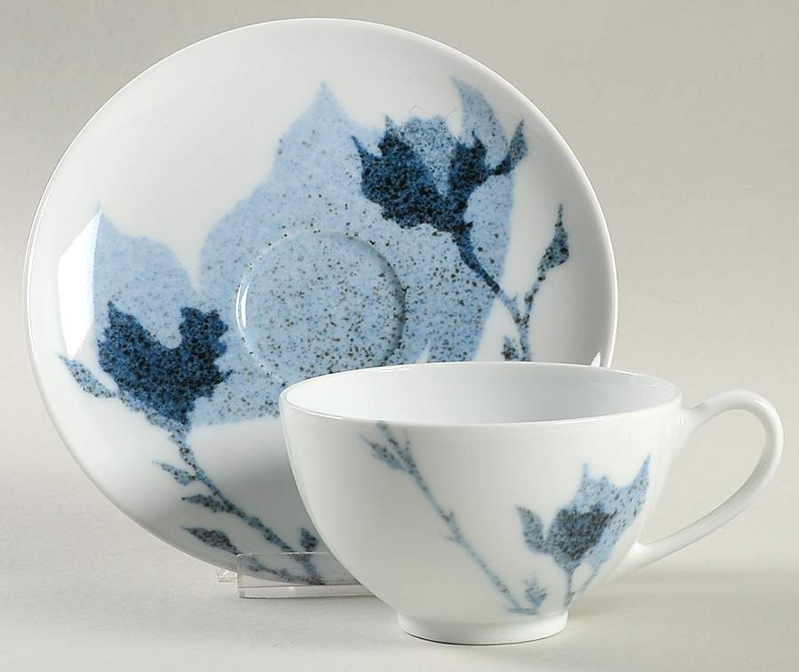 Magnolia Blue Flat Cup & Saucer Set by Dansk-1