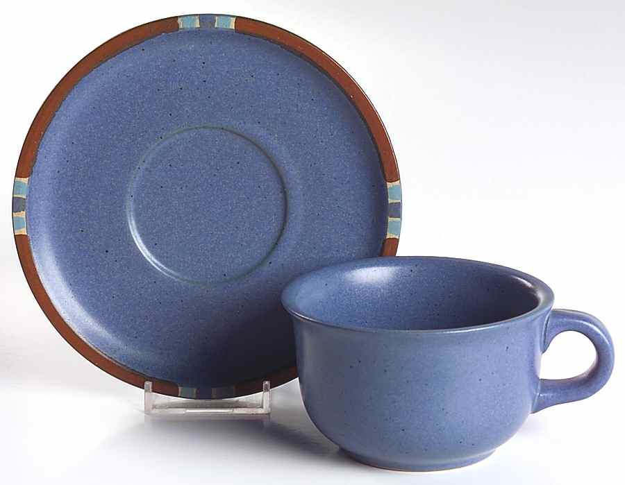 Mesa Sky Blue Flat Cup & Saucer Set by Dansk-1
