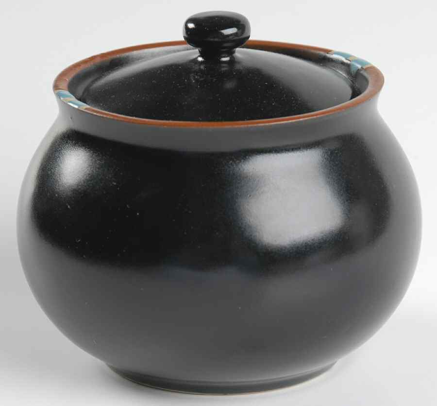 Mesa Black Sugar Bowl & Lid by Dansk-1