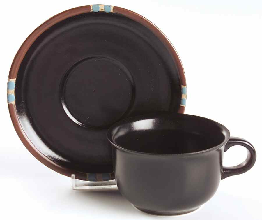 Mesa Black Flat Cup & Saucer Set by Dansk-1