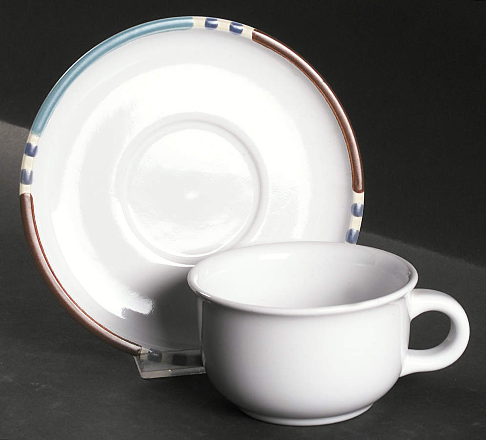 Mesa White Sand (Made in Portugal) Flat Cup & Saucer Set by Dansk-1