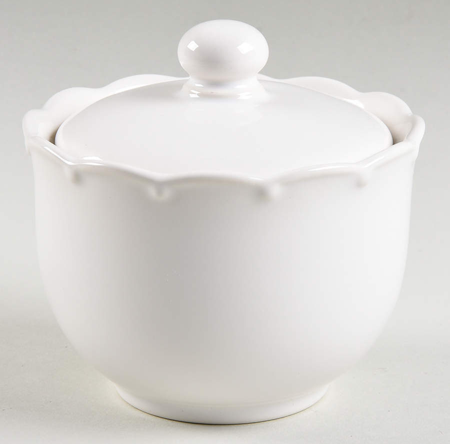 Miss Match White Sugar Bowl & Lid by Dansk-1