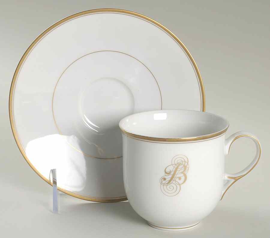 Monogram Gold Flat Cup & Saucer Set by Dansk-1