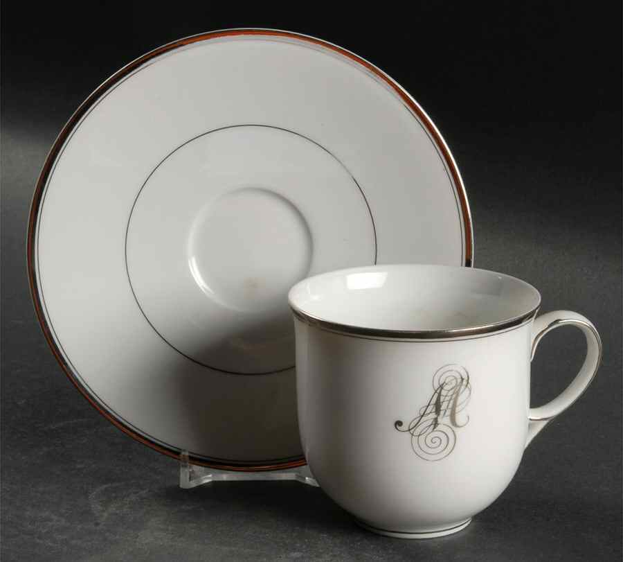Monogram Platinum Flat Cup & Saucer Set by Dansk-1