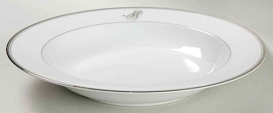 Monogram Platinum Large Rim Soup Bowl by Dansk-1