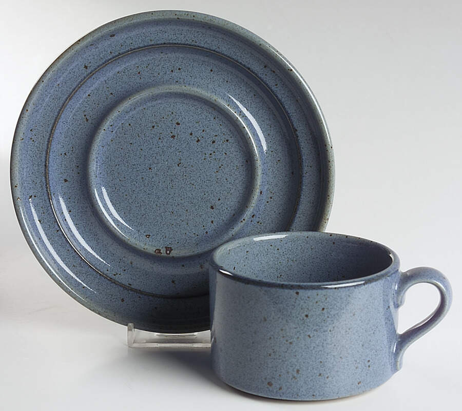 Nielstone Blue Flat Cup & Saucer Set by Dansk-1