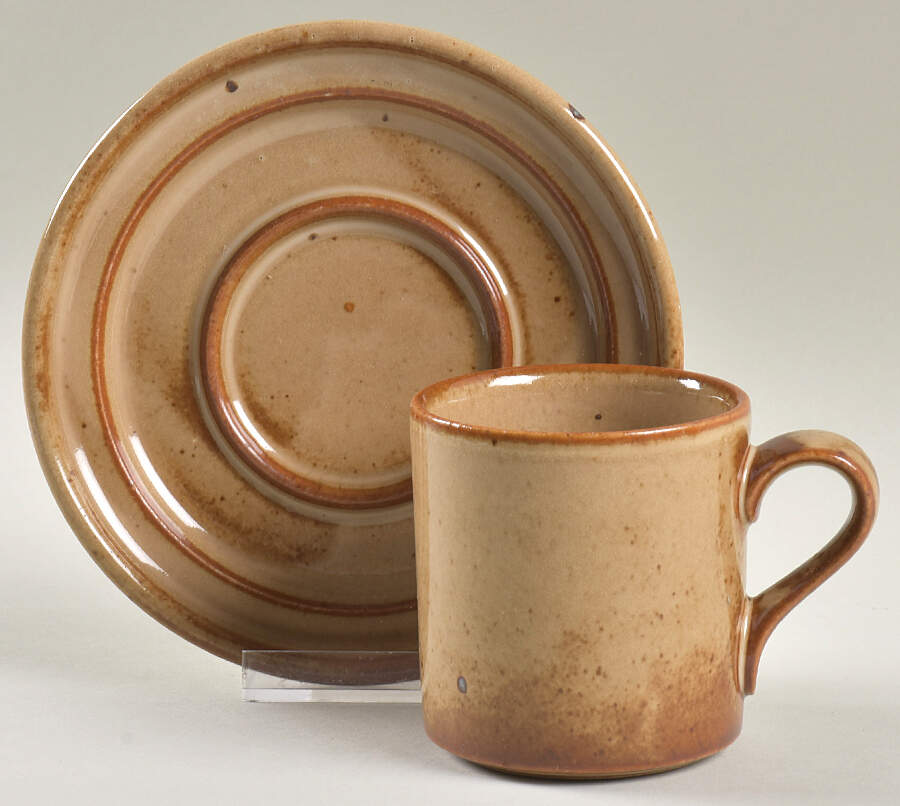 Nielstone Spice Tan Flat Demitasse Cup & Saucer Set by Dansk-1