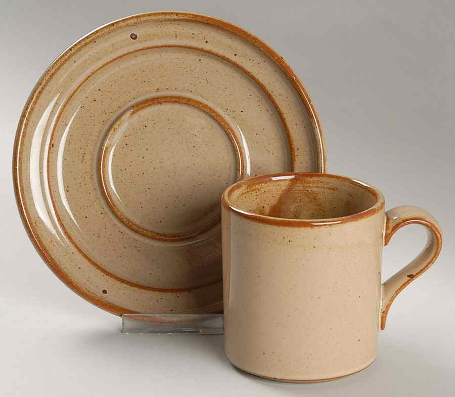 Nielstone Spice Tan Flat Cup & Saucer Set by Dansk-1