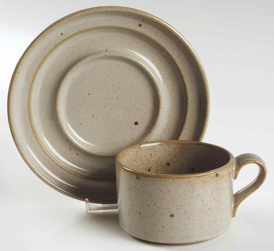 Nielstone Sugar Sand Flat Cup & Saucer Set by Dansk-1