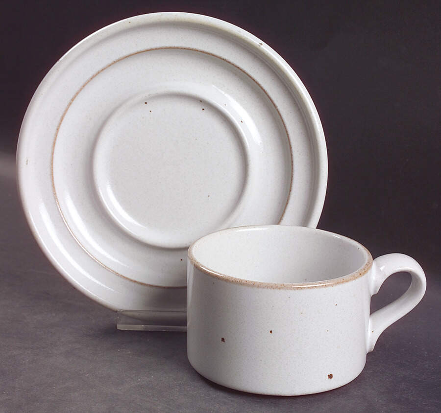 Nielstone White Flat Cup & Saucer Set by Dansk-1