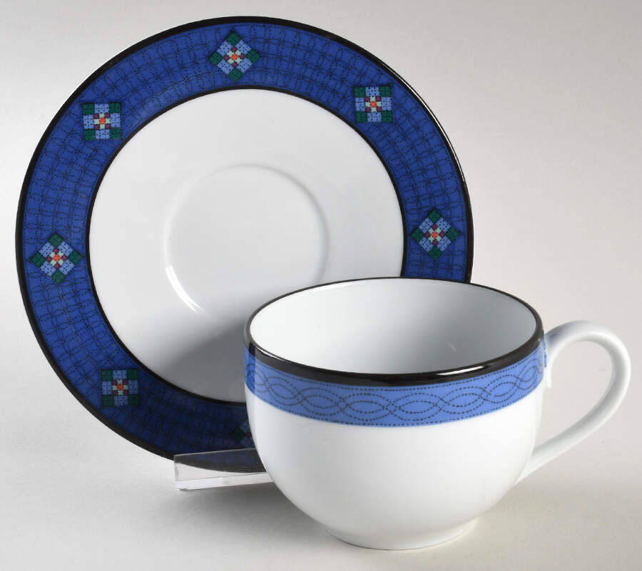 Nine Patch Flat Cup & Saucer Set by Dansk-1
