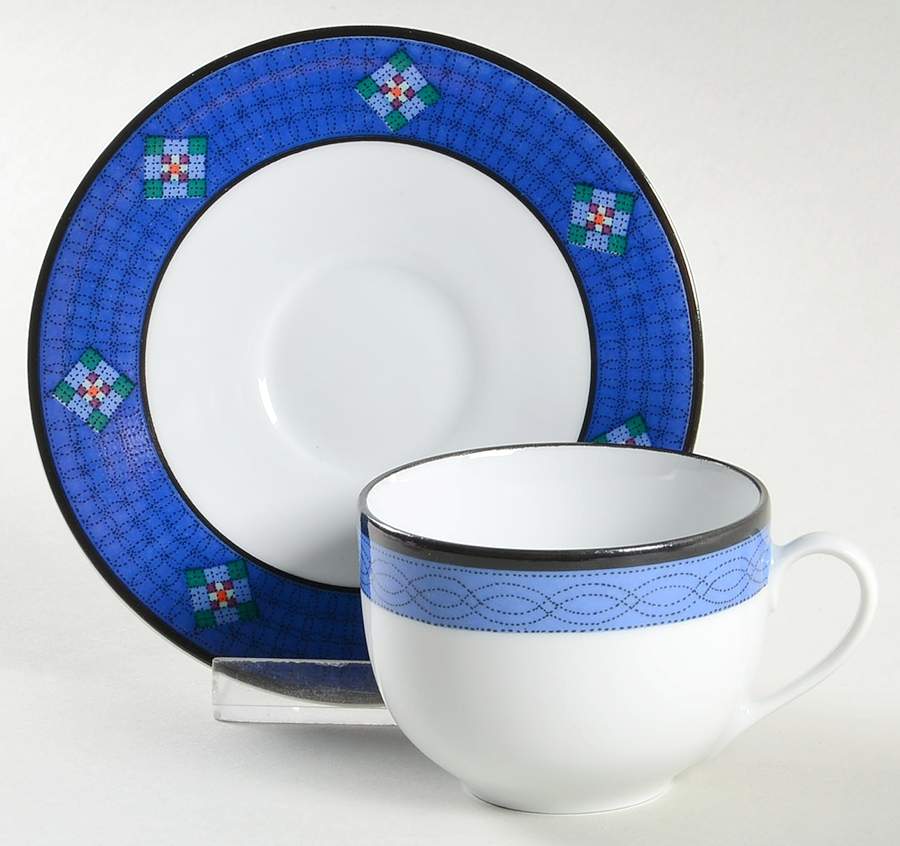 Nine Patch Flat Demitasse Cup & Saucer Set by Dansk-1