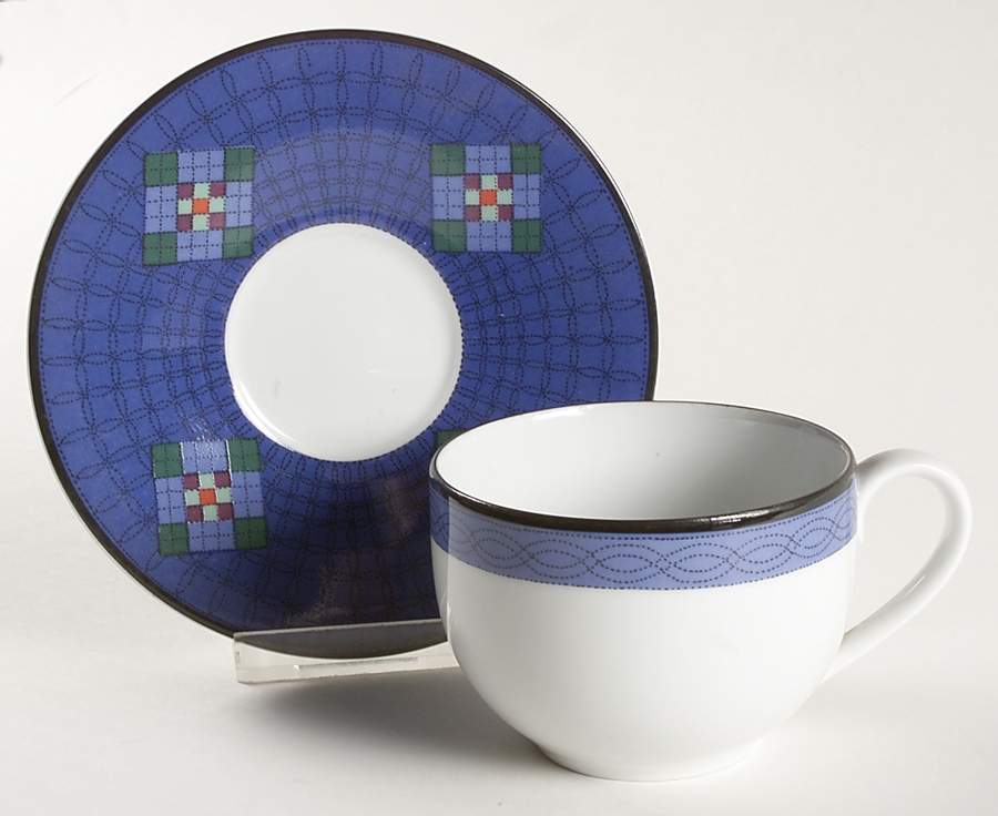 Nine Patch Flat Cup & Saucer Set by Dansk-1
