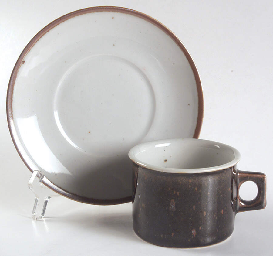 Rondo Brown Flat Cup & Saucer Set by Dansk-1
