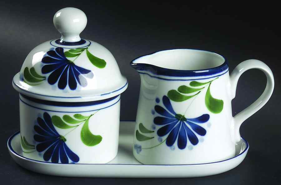 Sage Song Creamer & Sugar with Lid & Tray Set by Dansk-1