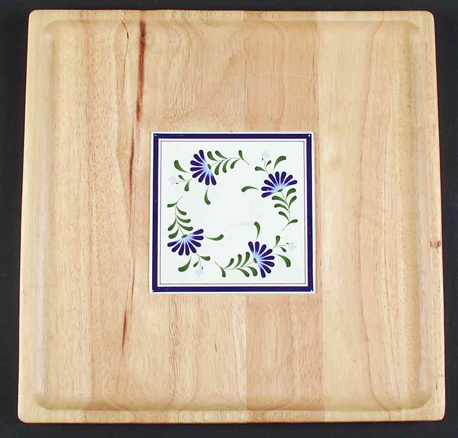 Sage Song Square Wood Tray W/Ceramic Insert by Dansk-1