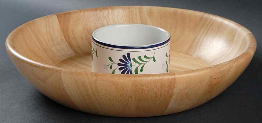 Sage Song 2 Piece Chip & Dip w/Wood Bowl by Dansk-1
