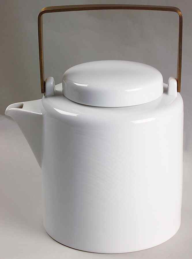 Tapestries Winter White Teapot & Lid with Brass Handle by Dansk-1