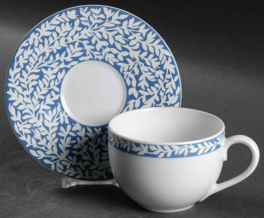Trellis Delft Blue Flat Cup & Saucer Set by Dansk-1
