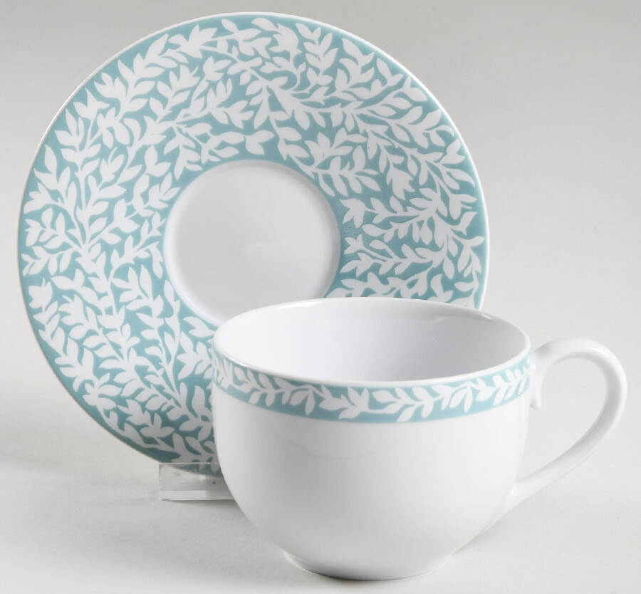 Trellis Mint Green Flat Cup & Saucer Set by Dansk-1