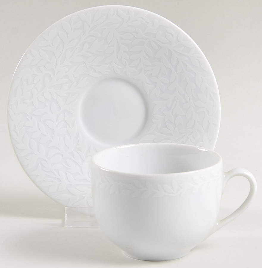Trellis White Flat Demitasse Cup & Saucer Set by Dansk-1