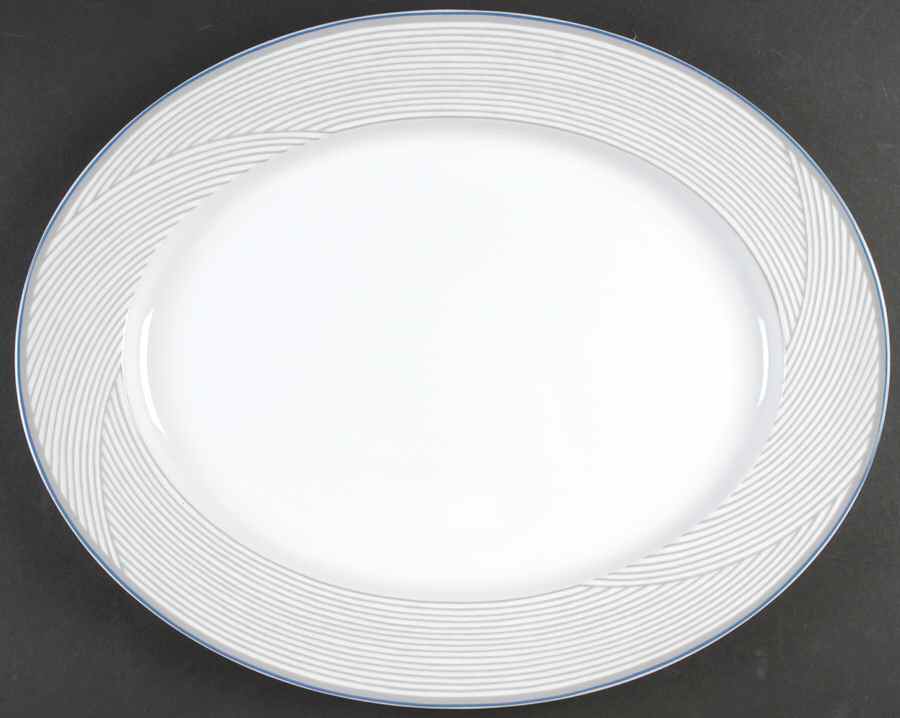 Twill Blue 16" Oval Serving Platter by Dansk-1