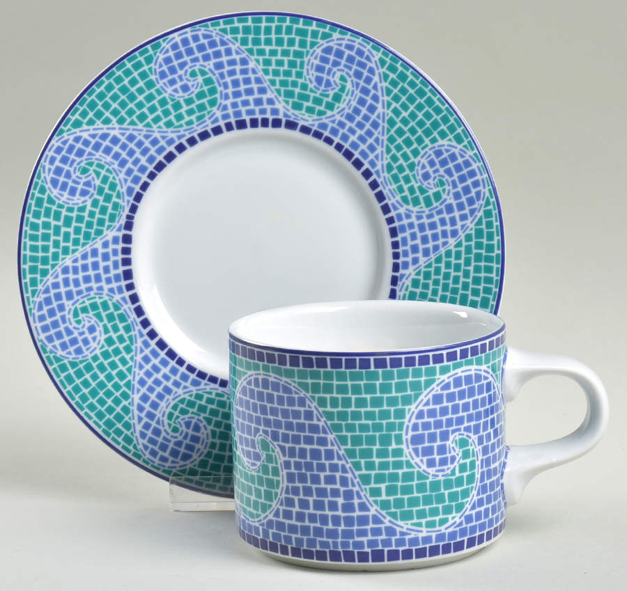 Waves Flat Cup & Saucer Set by Dansk-1