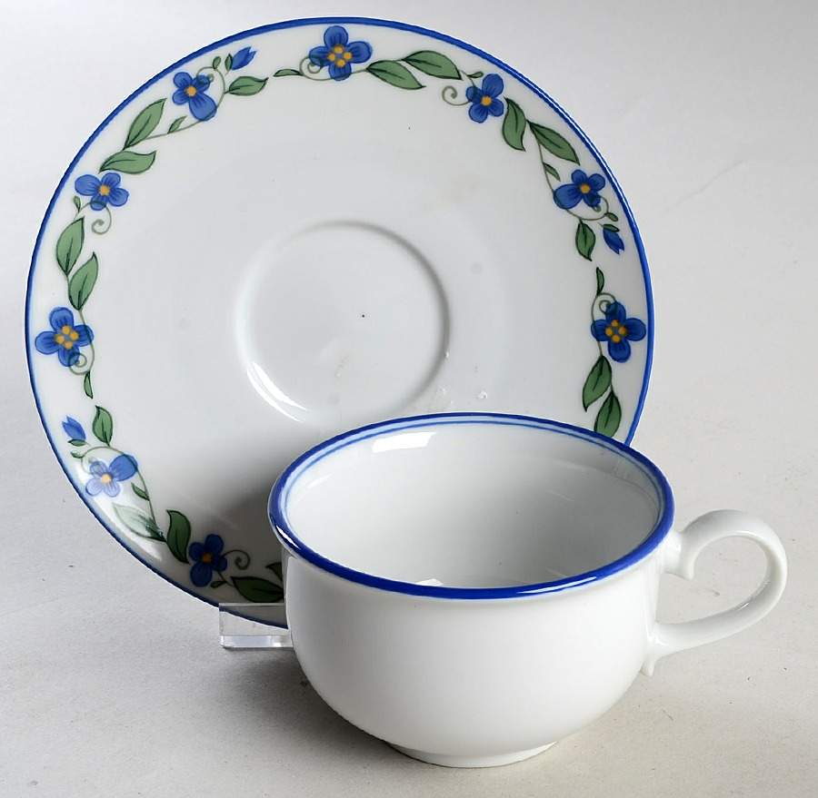 Wild Flowers Blue Flat Cup & Saucer Set by Dansk-1