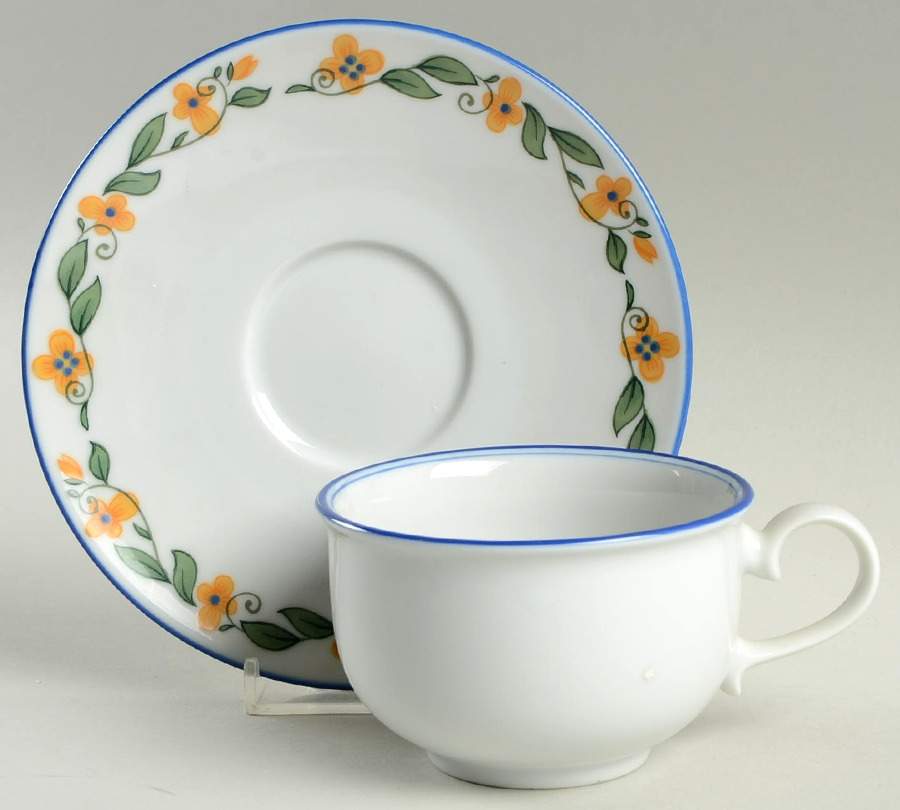 Wild Flowers Yellow Flat Cup & Saucer Set by Dansk-1