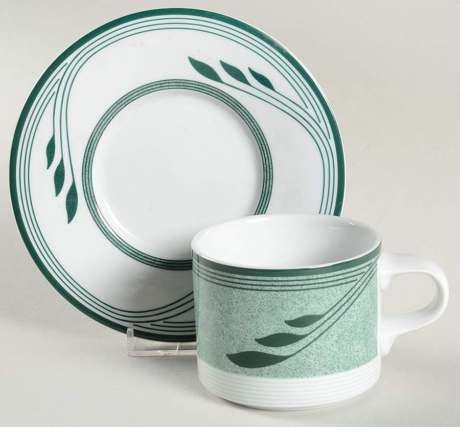 Willoworks Green Flat Cup & Saucer Set by Dansk-1