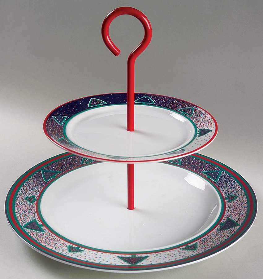 Winterfest 2 Tiered Serving Tray (Dinner&Bread/Butter Plate) by Dansk-1
