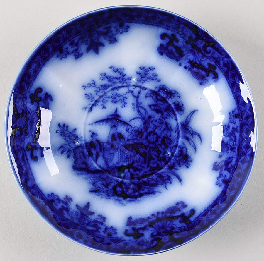 Amoy (Flow Blue) Saucer by Davenport-1