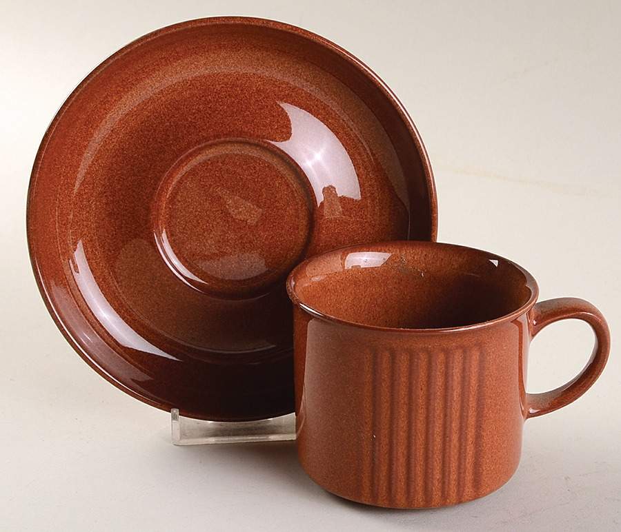 Autumn Gold Flat Cup & Saucer Set by Denby-Langley-1