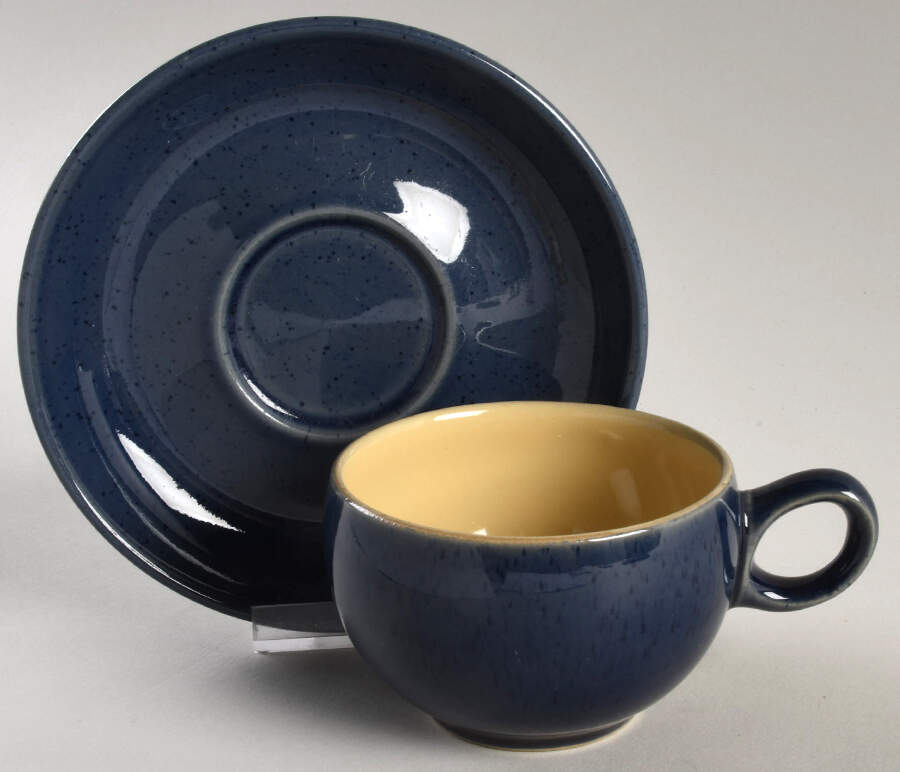 Cottage Blue Flat Cup & Saucer Set by Denby-Langley-1