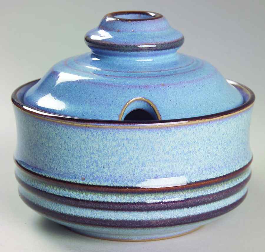 Corfu Blue and Rust Sugar Bowl & Lid by Denby-Langley-1