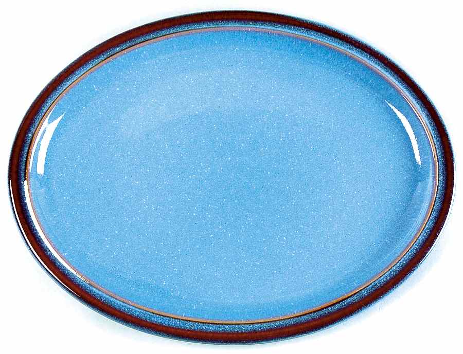 Corfu Blue and Rust 13" Oval Serving Platter by Denby-Langley-1