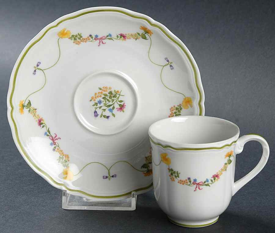 Garland Crown Flat Demitasse Cup & Saucer Set by Denby-Langley-1