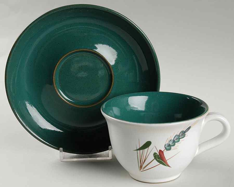Greenwheat Flat Cup & Saucer Set by Denby-Langley-1