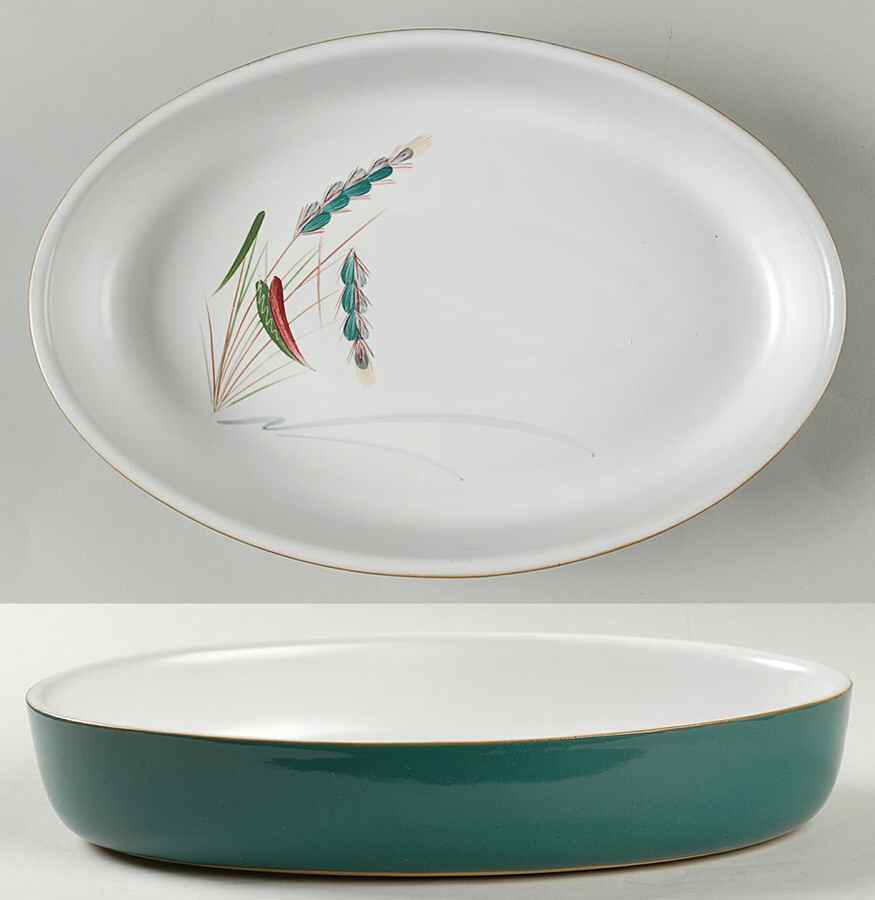 Greenwheat 10" Oval Vegetable Bowl by Denby-Langley-1