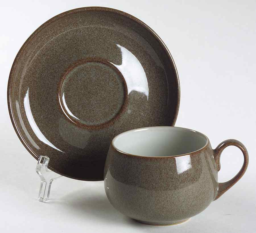 Greystone Flat Cup & Saucer Set by Denby-Langley-1
