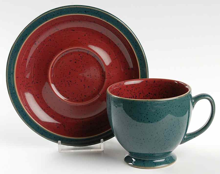 Harlequin Footed Cup & Saucer Set by Denby-Langley-1