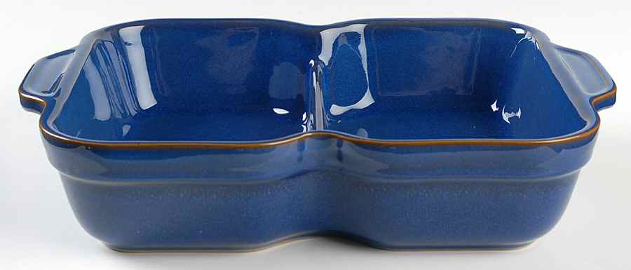 Imperial Blue Rectangular Divided Vegetable Bowl by Denby-Langley-1