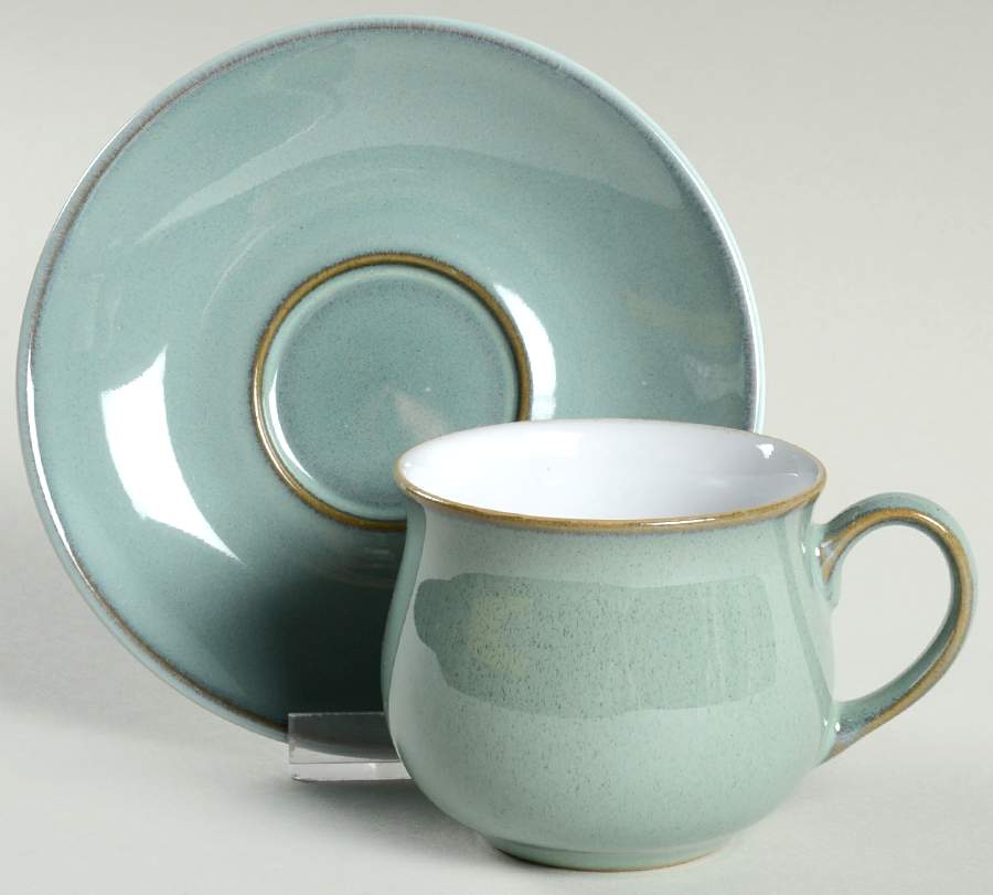 Regency Green Flat Demitasse Cup & Saucer Set by Denby-Langley-1